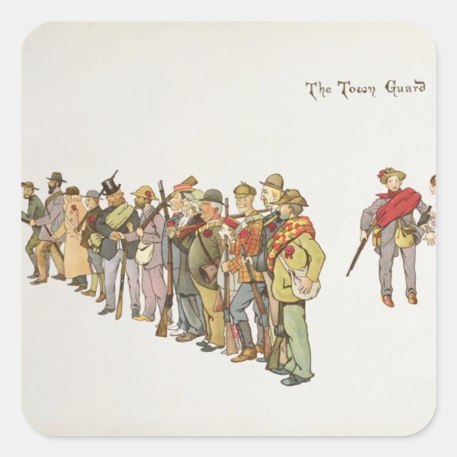 Pegatina Cuadrada La Guardia Municipal de la Leaguera del Liderero (Anverso)