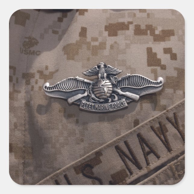 Pegatina Cuadrada La guerra de la Fuerza Marítima de la Flota Enlist (Anverso)