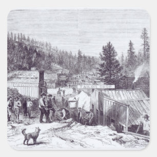 Pegatina Cuadrada La guerra india, ciudad de Deadwood