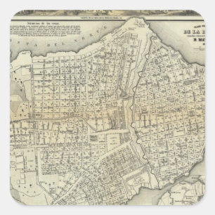 Pegatina Cuadrada La Habana, Cuba