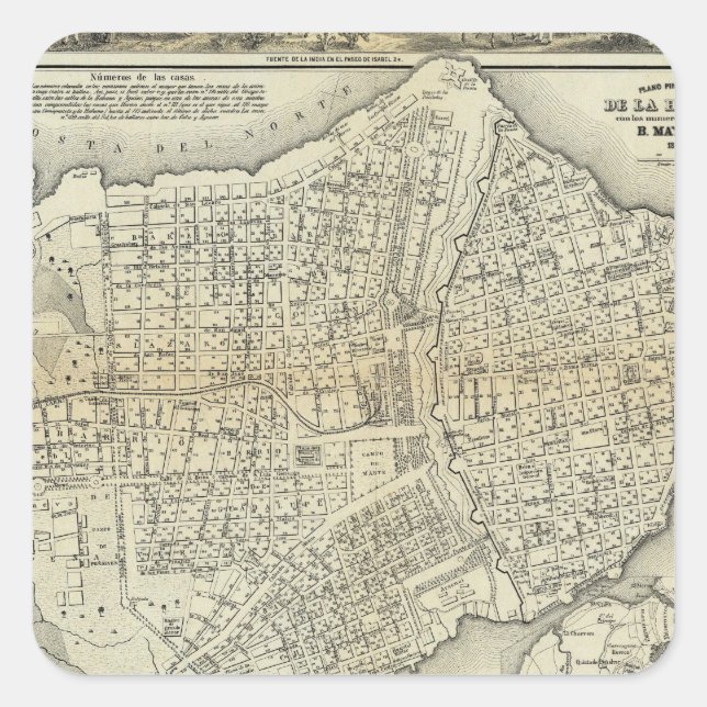 Pegatina Cuadrada La Habana, Cuba (Anverso)