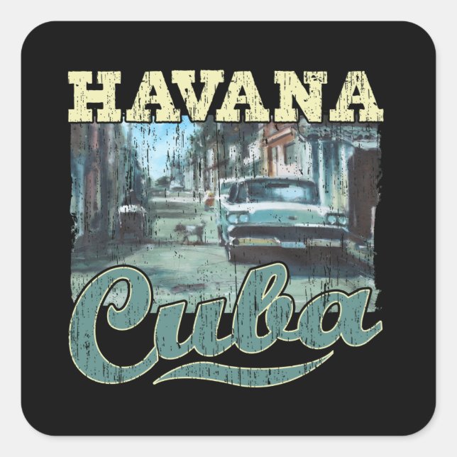 Pegatina Cuadrada La Habana Cuba Graffiti Street Art - Love Habana (Anverso)