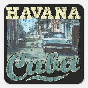 Pegatina Cuadrada La Habana Cuba Graffiti Street Art - Love Habana