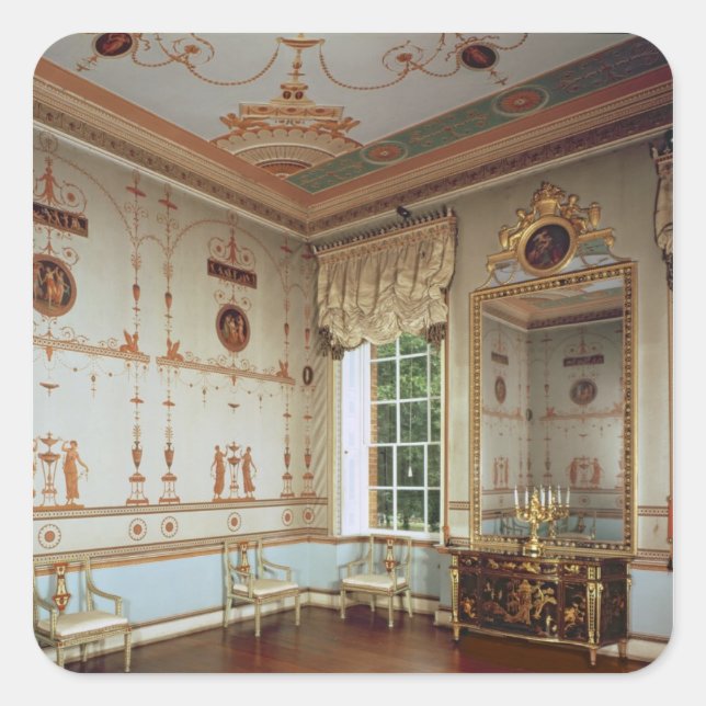 Pegatina Cuadrada La habitación etrusca (Anverso)