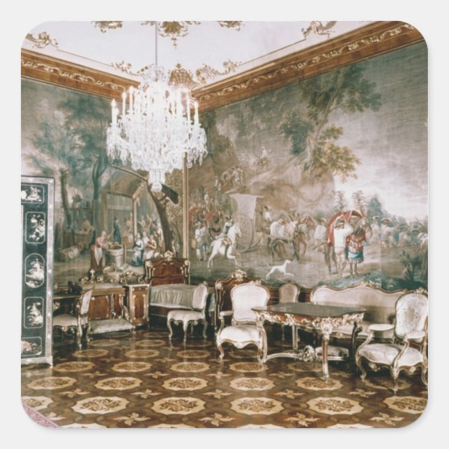 Pegatina Cuadrada La habitación Napoleón en el Palacio Schonbrunn (Anverso)