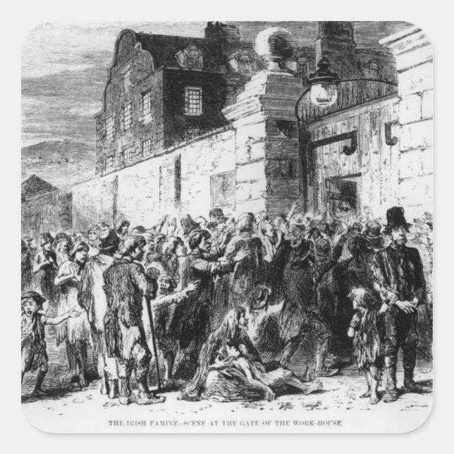 Pegatina Cuadrada La hambruna irlandesa (Anverso)