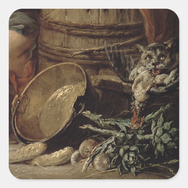 Pegatina Cuadrada La hermosa doncella de cocina (Anverso)