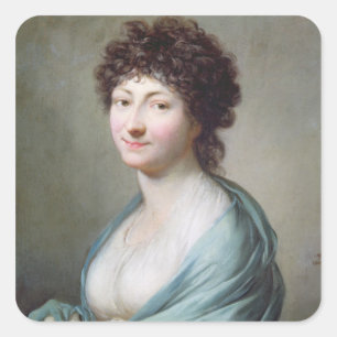 Pegatina Cuadrada La hija: Retrato de Caroline Susana Graff