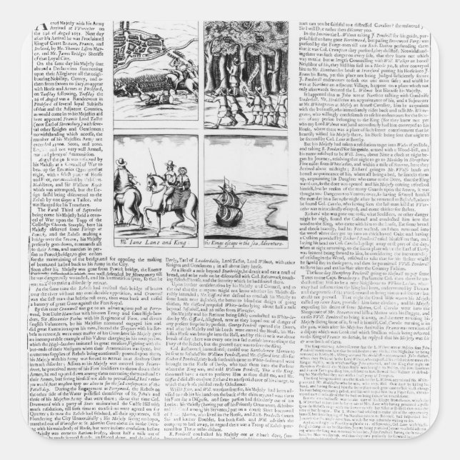 Pegatina Cuadrada La historia de la batalla de Worcester (Anverso)