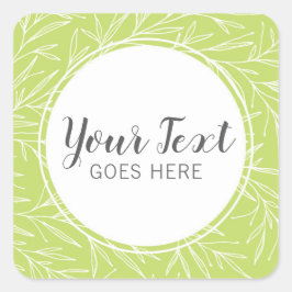 Pegatina Cuadrada La Hoja Botánica Moderna Rama Verdor Minimalista