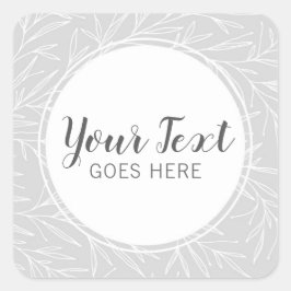 Pegatina Cuadrada La hoja botánica moderna ramas plateadas Minimalis