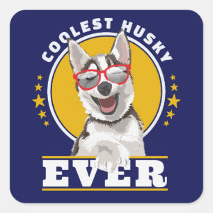 Pegatina Cuadrada La husky más fría de todos los tiempos, mamá casky