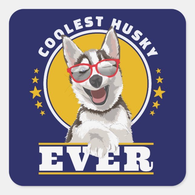 Pegatina Cuadrada La husky más fría de todos los tiempos, mamá casky (Anverso)