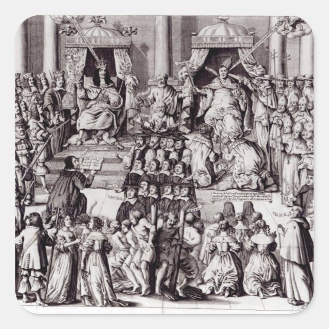 Pegatina Cuadrada La Iglesia de Inglaterra contra el papado (Anverso)