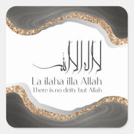 Pegatina Cuadrada La ilaha illa-ALLAH Shahada Caligra árabe moderna