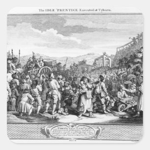 Pegatina Cuadrada La inactiva "prenticia ejecutada en Tyburn