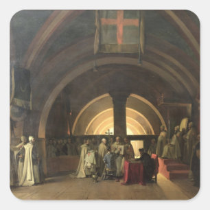 Pegatina Cuadrada La inauguración de Jacques de Molay