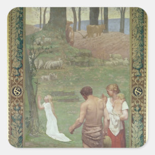 Pegatina Cuadrada La infancia de San Genevieve