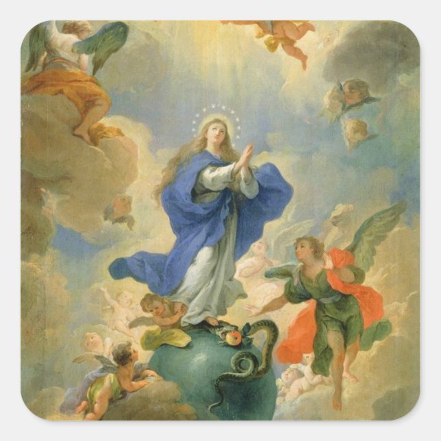 Pegatina Cuadrada La inmaculada concepción (Anverso)