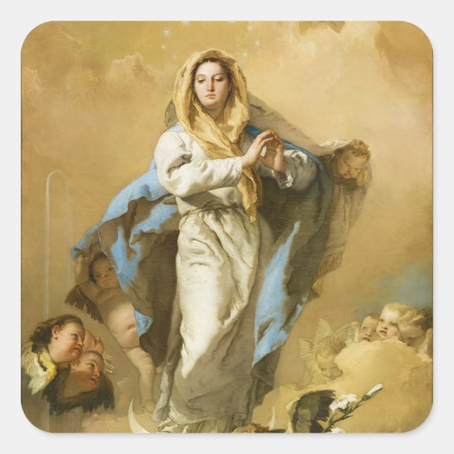 Pegatina Cuadrada La inmaculada concepción de Giovanni B. Tiepolo (Anverso)