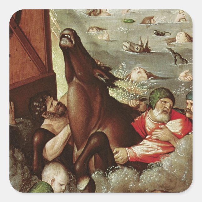 Pegatina Cuadrada La inundación, 1516 (Anverso)