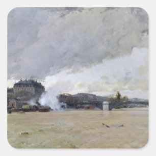 Pegatina Cuadrada La inundación del Sena, c.1903