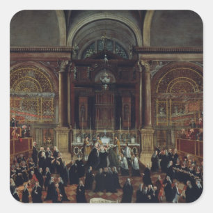 Pegatina Cuadrada La invasión de un monarca en San Lorenzo (aceite o