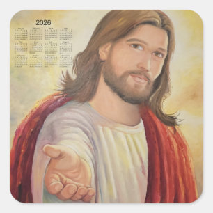Pegatina Cuadrada La Invitación Divina: Calendario Jesús 2026
