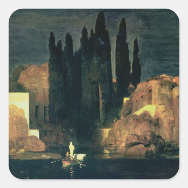 Pegatina Cuadrada La Isla de los Muertos, 1880 (aceite sobre lienzo) (Anverso)