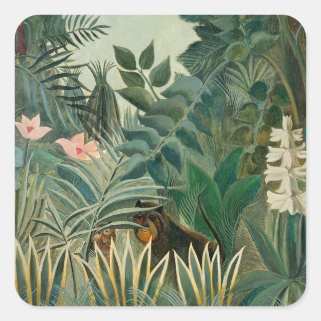 Pegatina Cuadrada La Jungla Ecuatorial, 1909 (petróleo sobre lienzo) (Anverso)