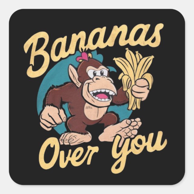 Pegatina Cuadrada La Kong del burro, el banano sobre ti (Anverso)