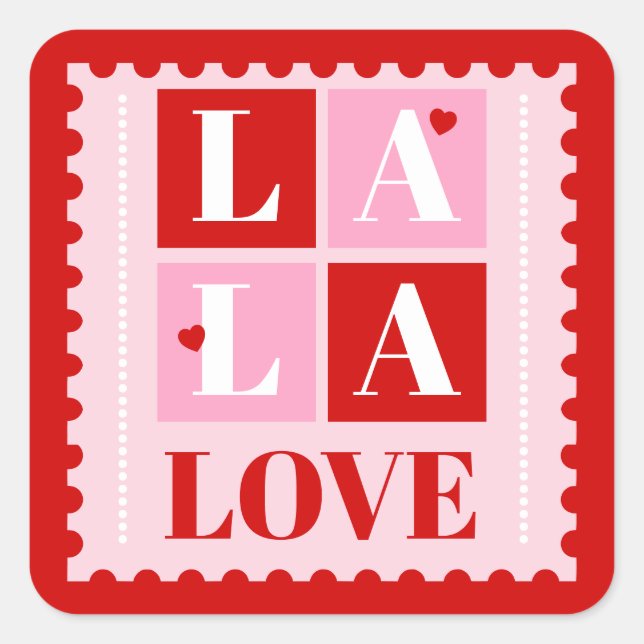 Pegatina Cuadrada La La Love Día de San Valentín  (Anverso)