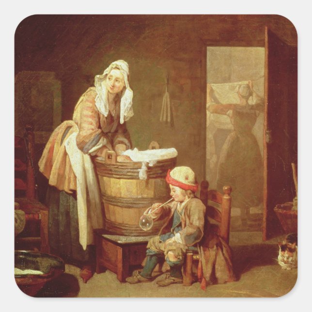 Pegatina Cuadrada La Lavandería (Anverso)