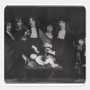 Pegatina Cuadrada La lección de anatomía del profesor Frederik