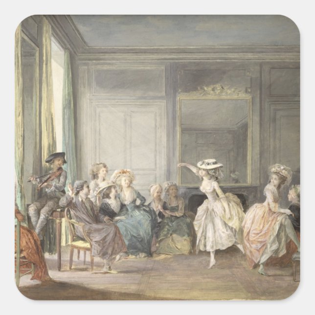Pegatina Cuadrada La lección de baile (Anverso)