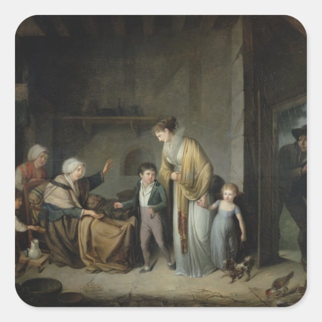 Pegatina Cuadrada La lección de caridad (Anverso)