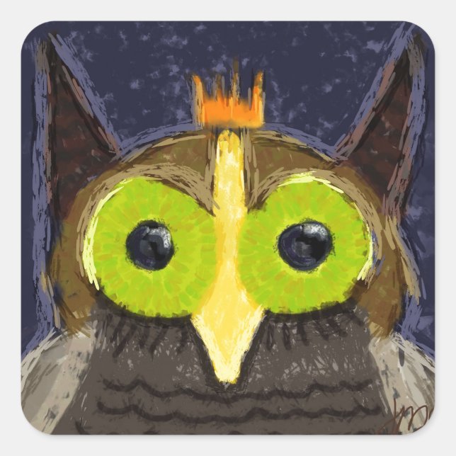 Pegatina Cuadrada La lechuza (Anverso)
