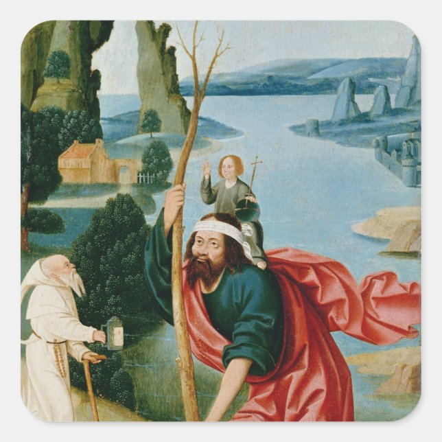 Pegatina Cuadrada La leyenda de St. Christopher (Anverso)