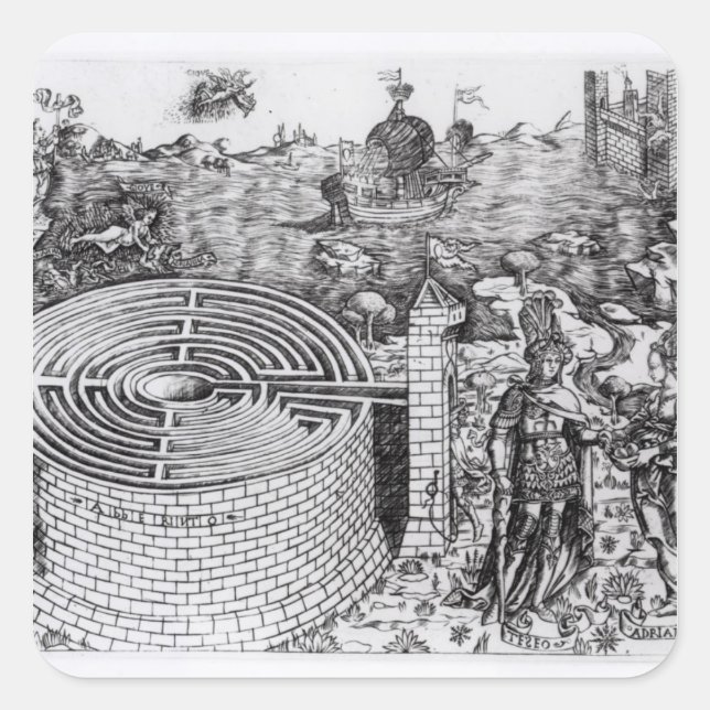 Pegatina Cuadrada La leyenda de Theseus (Anverso)
