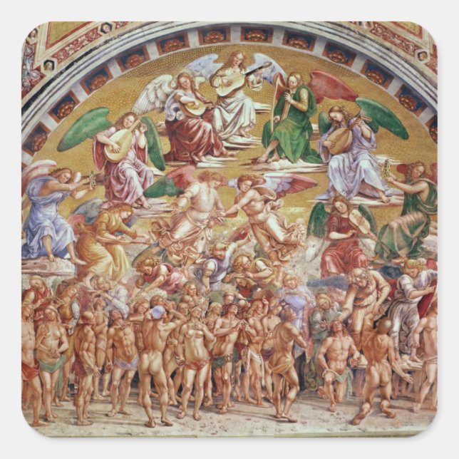 Pegatina Cuadrada La llamada de los elegidos al cielo (Anverso)