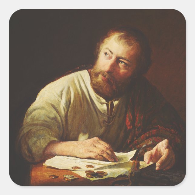 Pegatina Cuadrada La llamada del apóstol Mateo (Anverso)