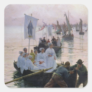 Pegatina Cuadrada La llegada de la procesión de St Anne