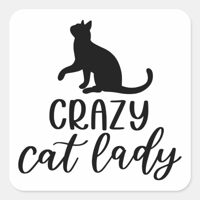 Pegatina Cuadrada La loca dama del gato (Anverso)