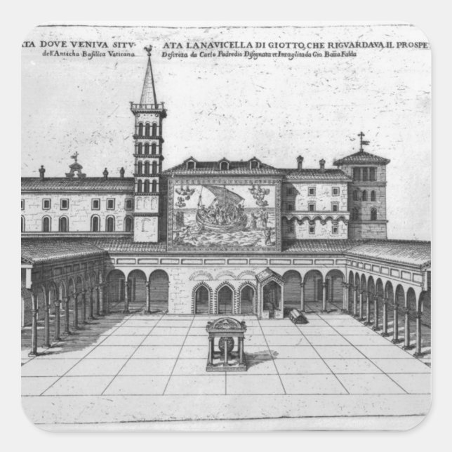 Pegatina Cuadrada La Loggia de la Benedicción del Viejo Vaticano (Anverso)