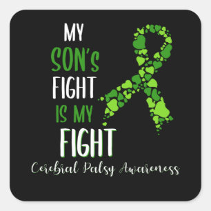 Pegatina Cuadrada La lucha de mi hijo es mi lucha contra la parálisi
