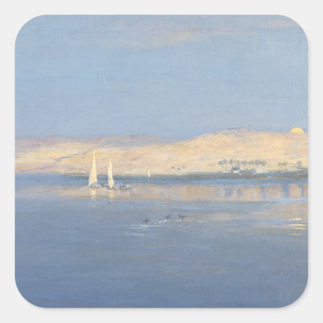 Pegatina Cuadrada La luna subiendo sobre el Nilo (Anverso)