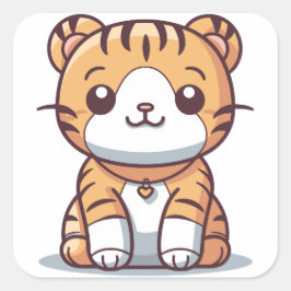 Pegatina Cuadrada La luz del tigre: Gráfico al estilo Kawaii
