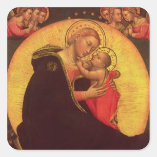 Pegatina Cuadrada La Madonna de la Humildad, 1390-1400