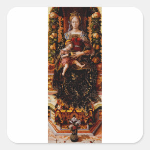 Pegatina Cuadrada La Madonna della Candeletta Carlo Crivelli Arte