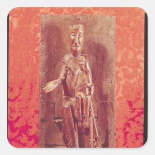 Pegatina Cuadrada La Madonna Negra, Escuela Catalana, siglo XI